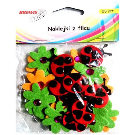 Naklejki z filcu Brewis Biedronki i Kwiaty, 14szt